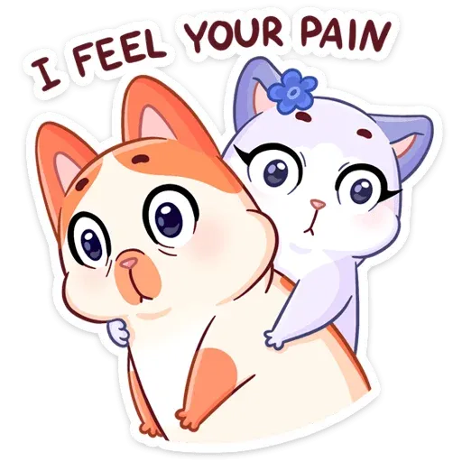 i feel your pain. stickerset for telegram "Meow-Meow and the Little Mermaid" 😣
