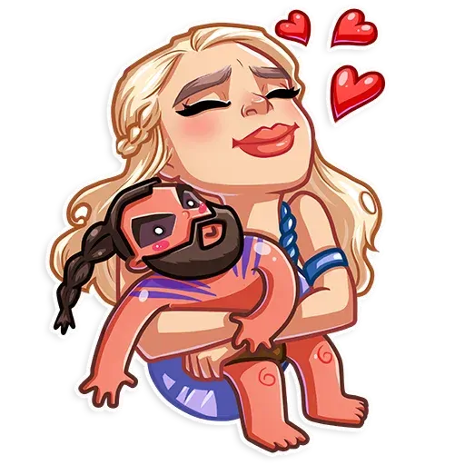 Daenerys hugs a toy