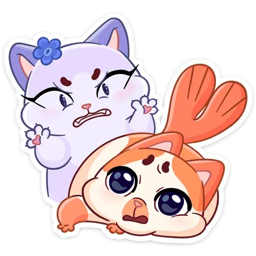 stickerset for telegram "Meow-Meow and the Little Mermaid" 😠