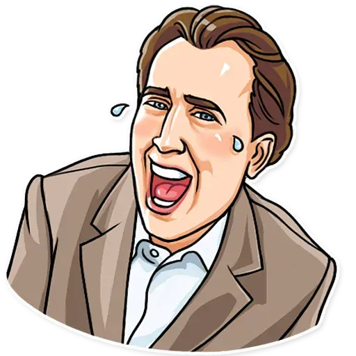Nicolas Cage laughs. stickerset for telegram "Nicolas Cage" 😂