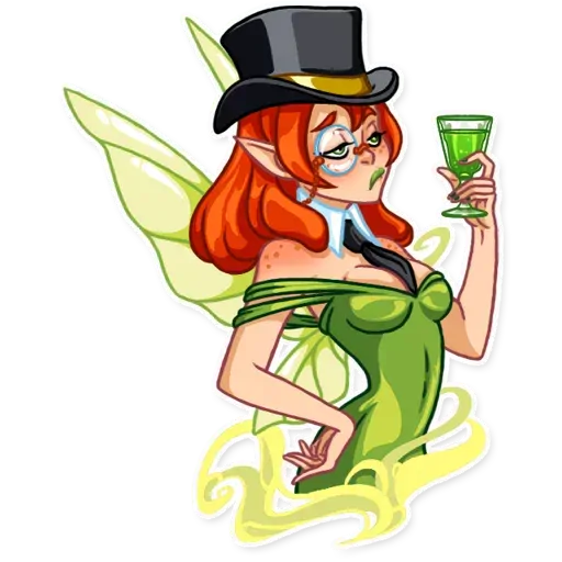 stickerset for telegram "Green Fairy" 🎩