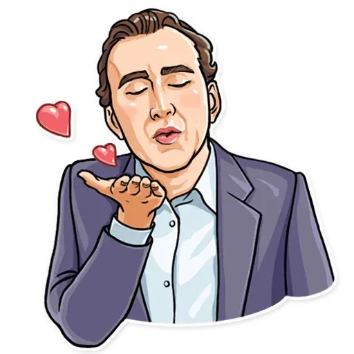 Nicolas Cage sends an air kiss